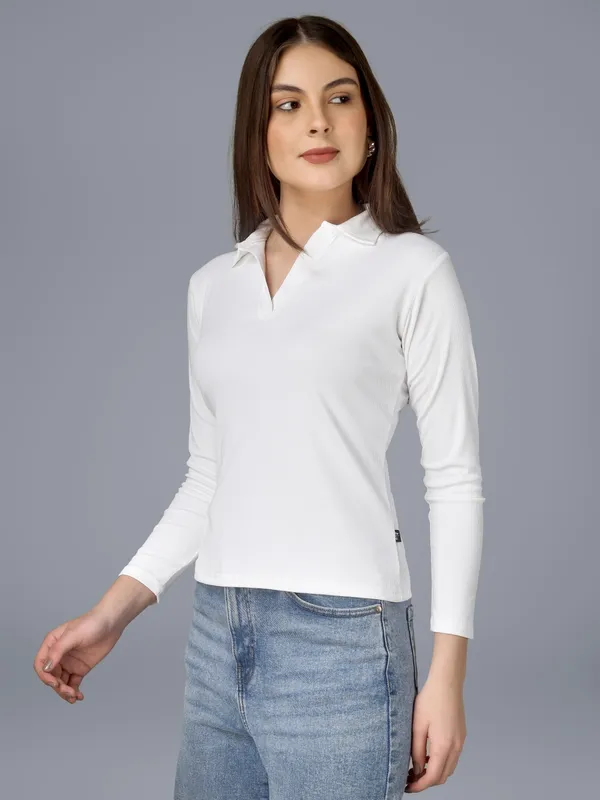Plus_Size_Full_Sleeve_Polo_Collar_Tshirt_for_Women
