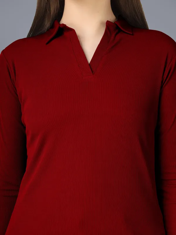 Plus_Size_Full_Sleeve_Polo_Collar_Tshirt_for_Women