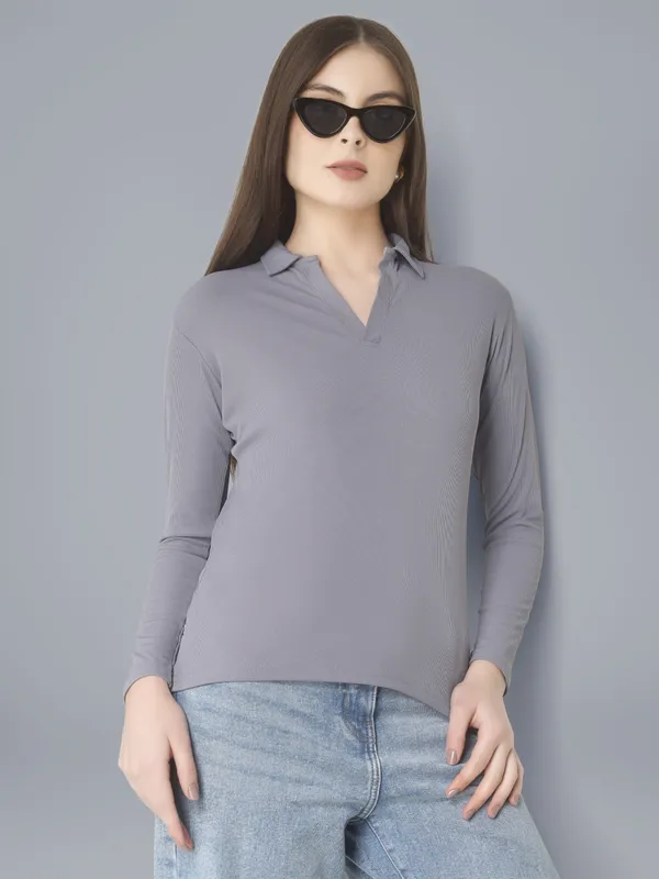 Plus_Size_Full_Sleeve_Polo_Collar_Tshirt_for_Women