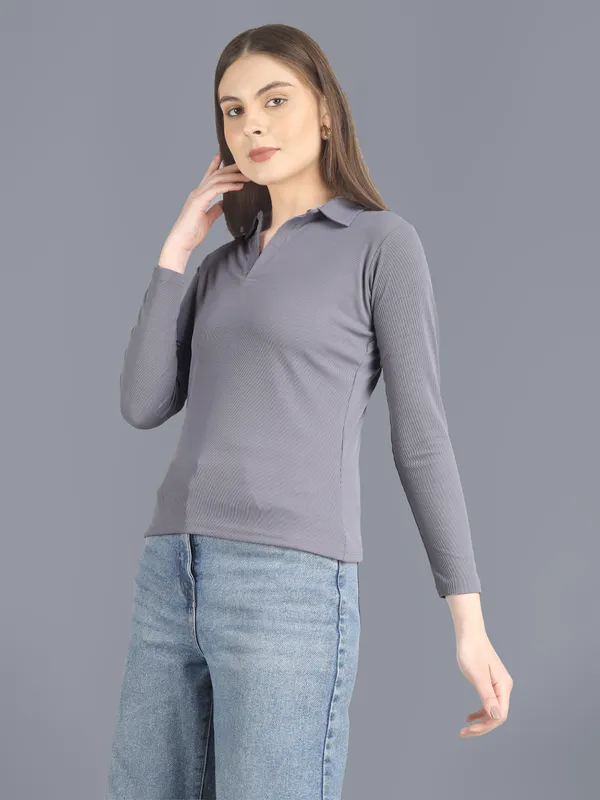 Plus_Size_Full_Sleeve_Polo_Collar_Tshirt_for_Women