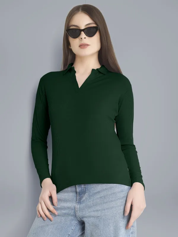 Plus_Size_Full_Sleeve_Polo_Collar_Tshirt_for_Women