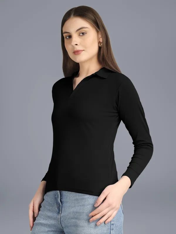 Plus_Size_Full_Sleeve_Polo_Collar_Tshirt_for_Women