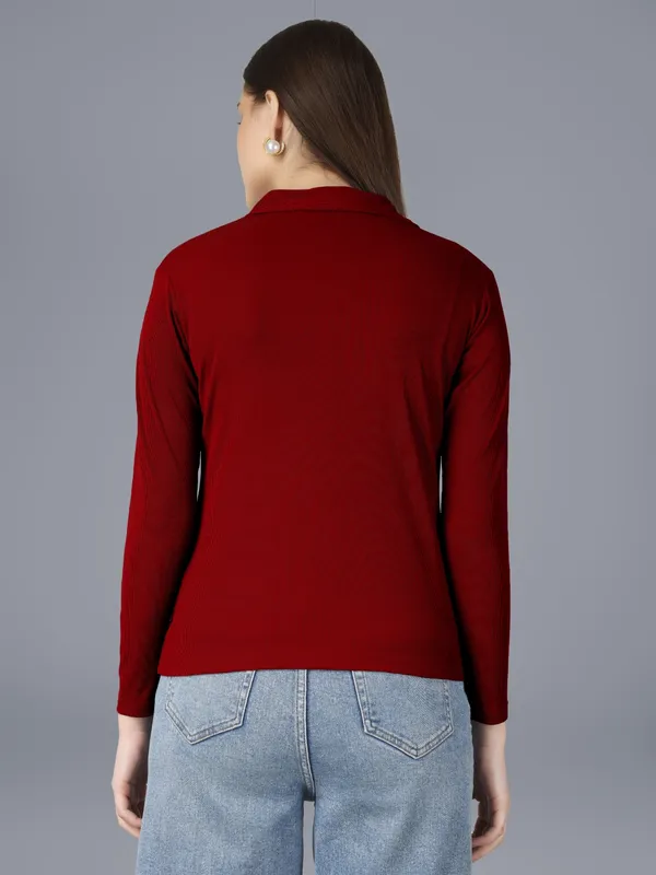 Plus_Size_Full_Sleeve_Polo_Collar_Tshirt_for_Women