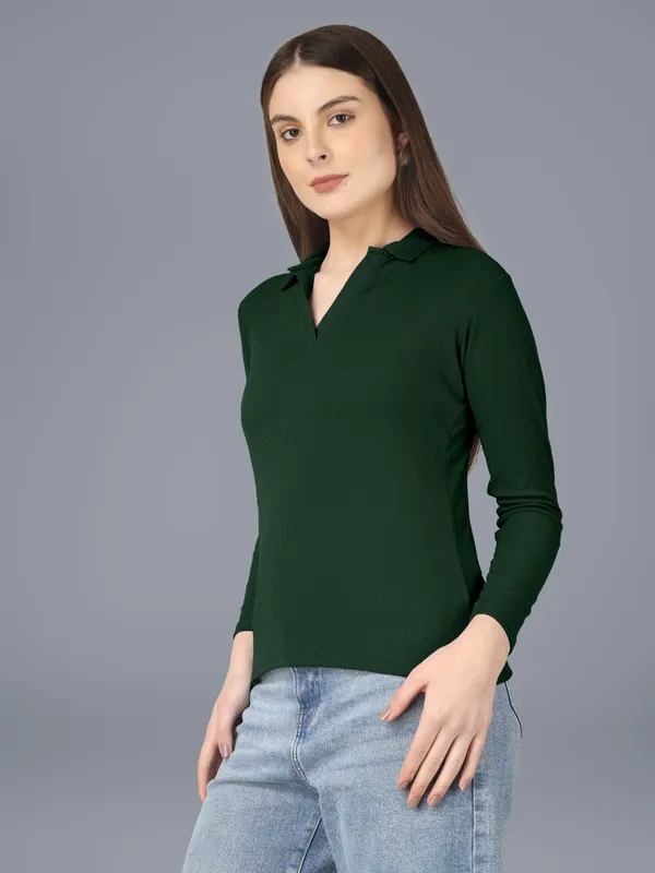 Plus_Size_Full_Sleeve_Polo_Collar_Tshirt_for_Women