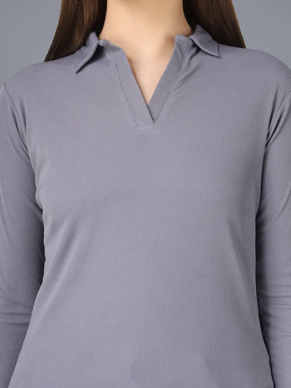 Plus_Size_Full_Sleeve_Polo_Collar_Tshirt_for_Women
