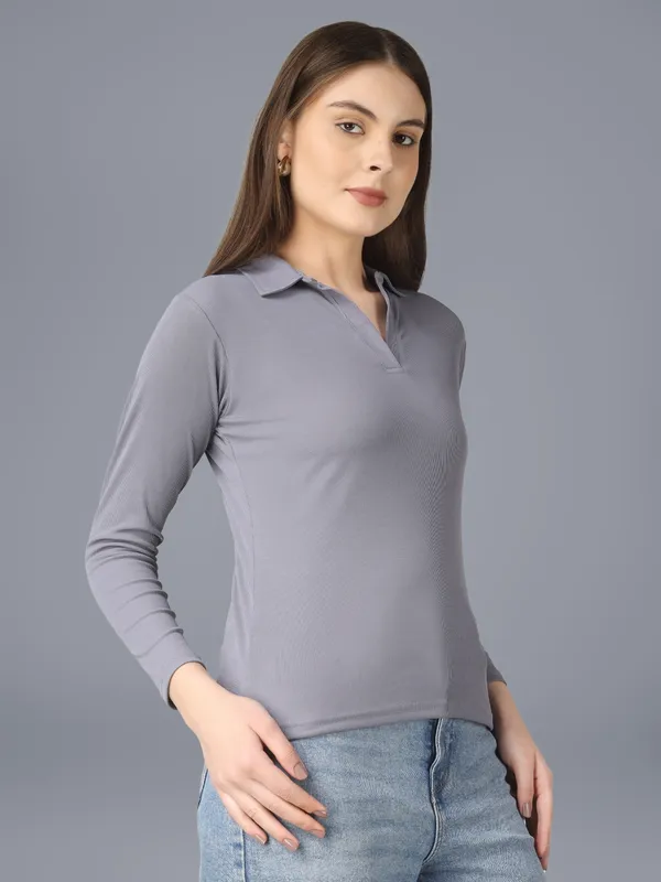 Plus_Size_Full_Sleeve_Polo_Collar_Tshirt_for_Women