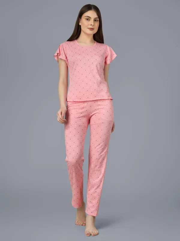 Plus_Size_Printed_Round_Neck_Short_Sleeve_Nightsuit_Set_-_Comfortable_Nightwear_Top_&_Pajama_Set,_Soft_Sleepwear_for_Women
