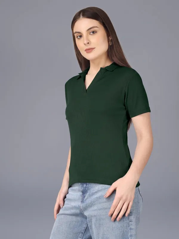 Plus_Size_Short_Sleeve_Polo_Collar_Tshirt_for_Women
