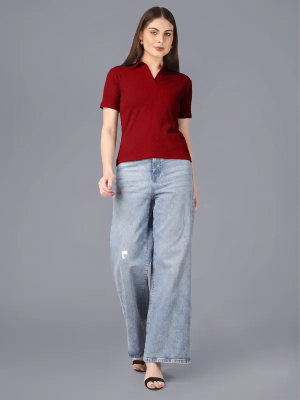 Plus_Size_Short_Sleeve_Polo_Collar_Tshirt_for_Women