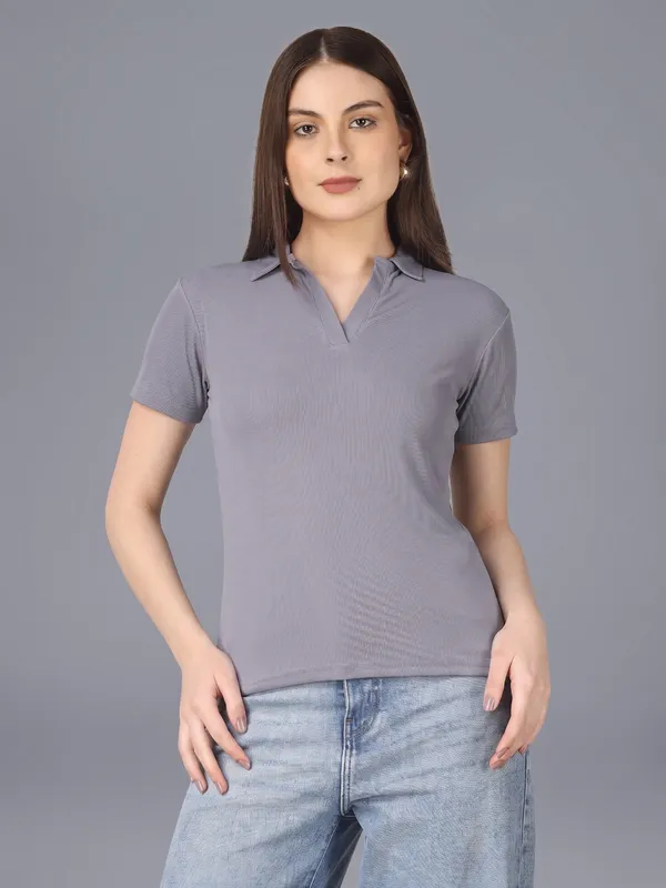 Plus_Size_Short_Sleeve_Polo_Collar_Tshirt_for_Women