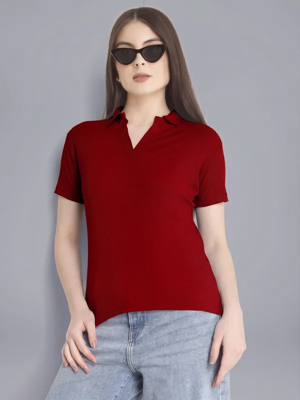 Plus_Size_Short_Sleeve_Polo_Collar_Tshirt_for_Women