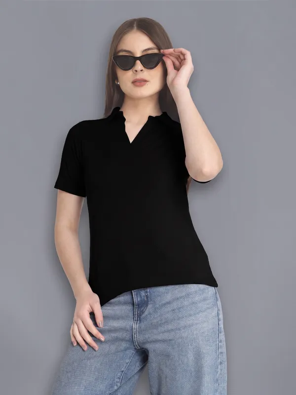 Plus_Size_Short_Sleeve_Polo_Collar_Tshirt_for_Women