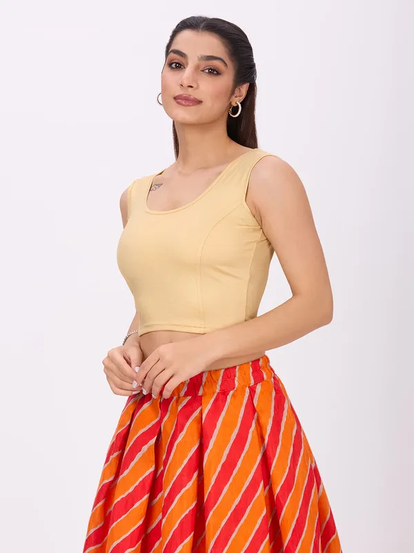 Plus_Size_Sleeveless_Round_Neck_Stretchable_Shimmer_Blouse_Gold