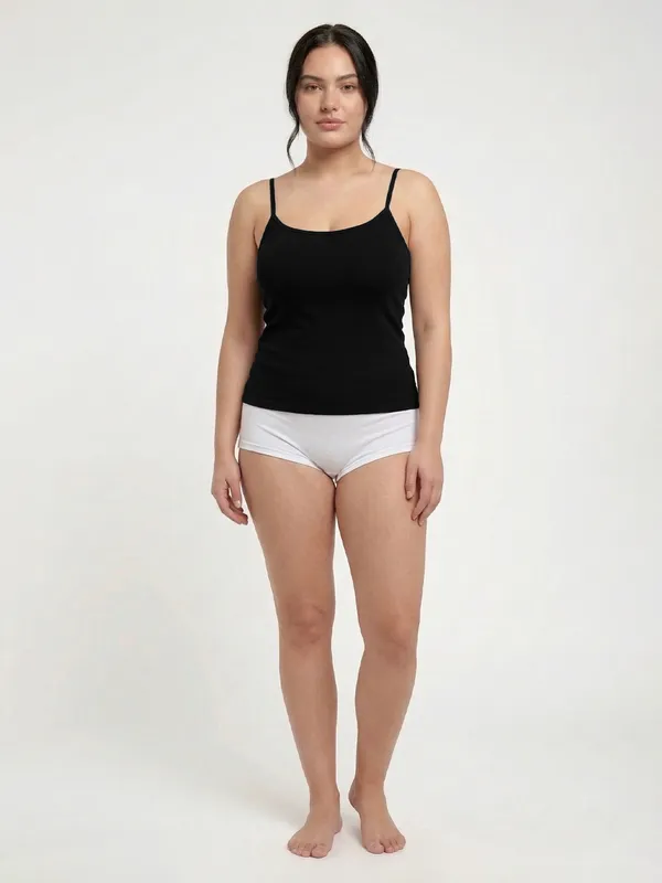 Plus_Size_Women_Camisole_Stretchable_Cotton_Fabric_Black