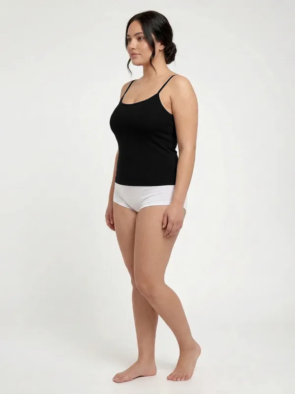 Plus_Size_Women_Camisole_Stretchable_Cotton_Fabric_Black