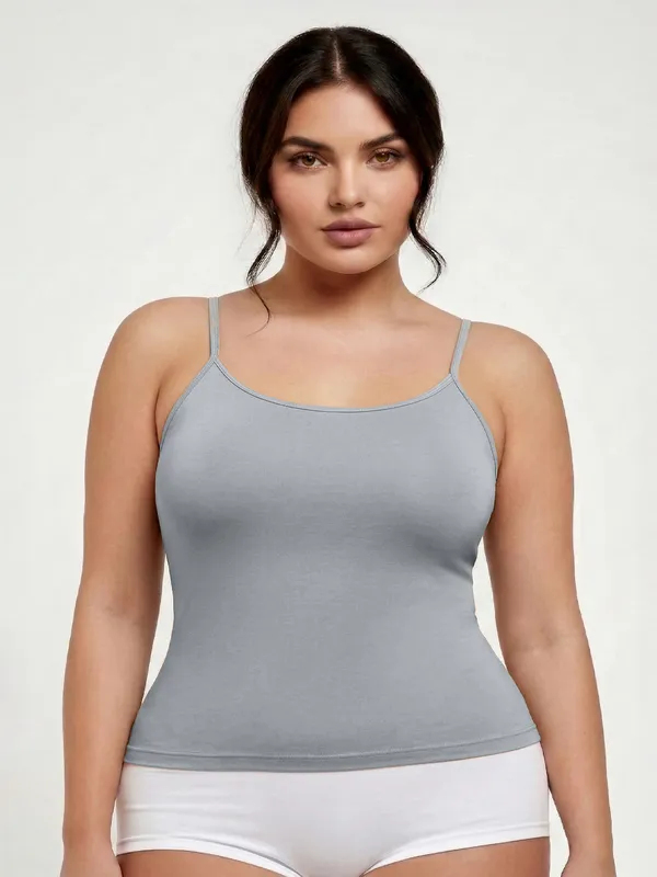 Plus_Size_Women_Camisole_Stretchable_Cotton_Fabric_Grey