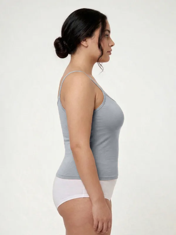Plus_Size_Women_Camisole_Stretchable_Cotton_Fabric_Grey