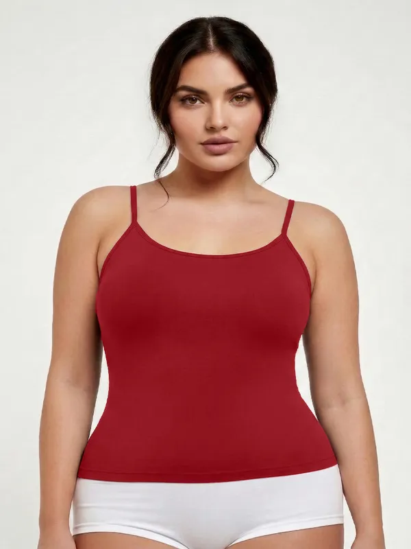 Plus_Size_Women_Camisole_Stretchable_Cotton_Fabric_Maroon