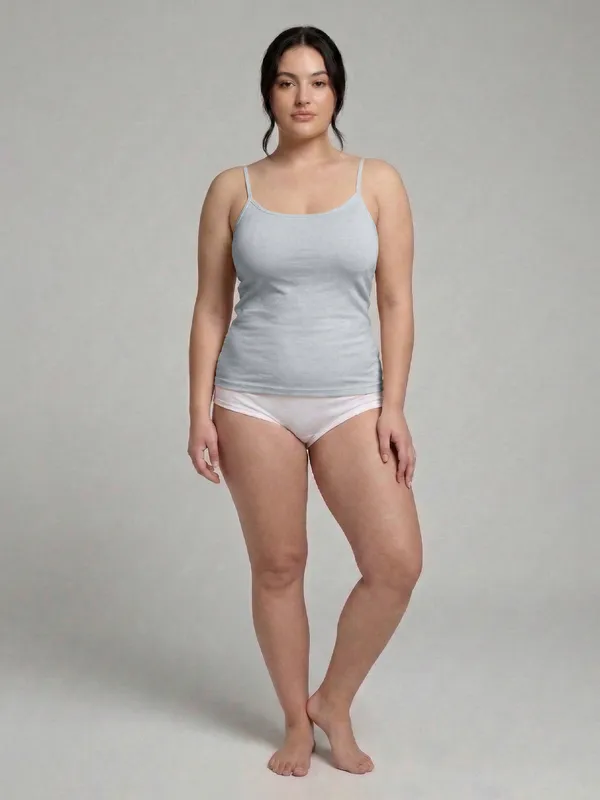 Plus_Size_Women_Camisole_Stretchable_Cotton_Fabric_(Black_Grey)