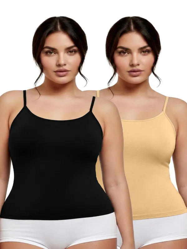 Plus_Size_Women_Camisole_Stretchable_Cotton_Fabric_(Black_Skin)