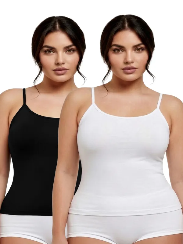 Plus_Size_Women_Camisole_Stretchable_Cotton_Fabric_(Black_White)