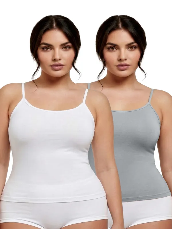 Plus_Size_Women_Camisole_Stretchable_Cotton_Fabric_(White_Grey)