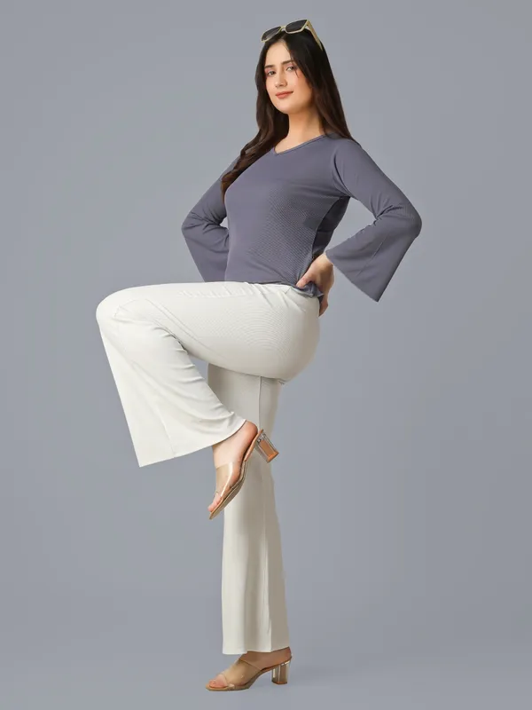 Plus_Size_Women_Top_Bell_Sleeve_Grey