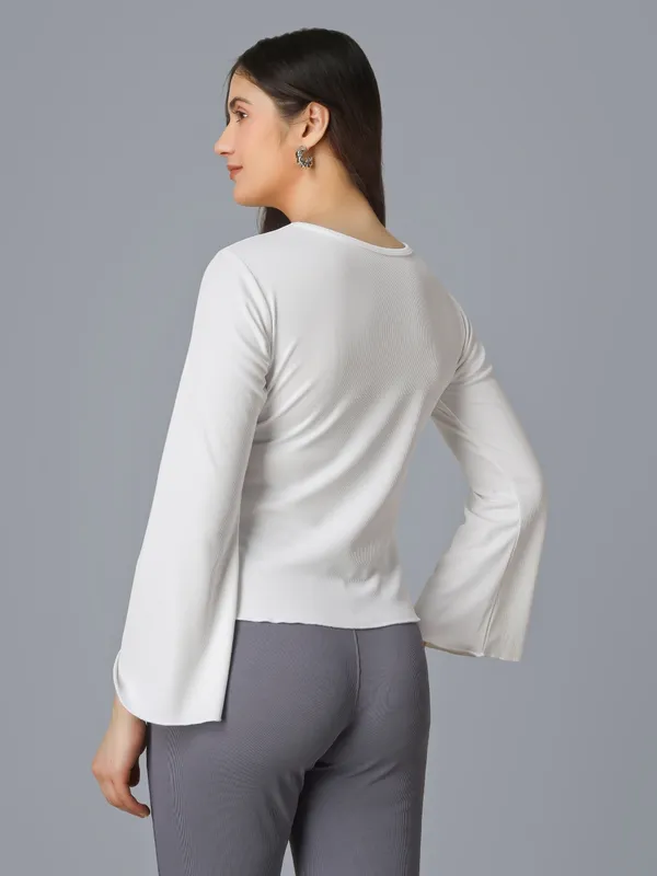 Plus_Size_Women_Top_Bell_Sleeve_White