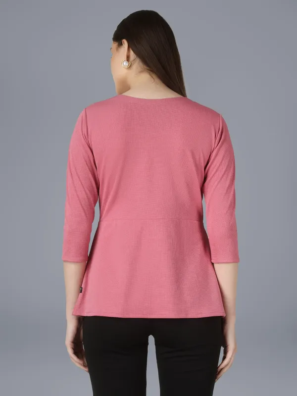 Plus_Size_Women_Top_Office_Pink