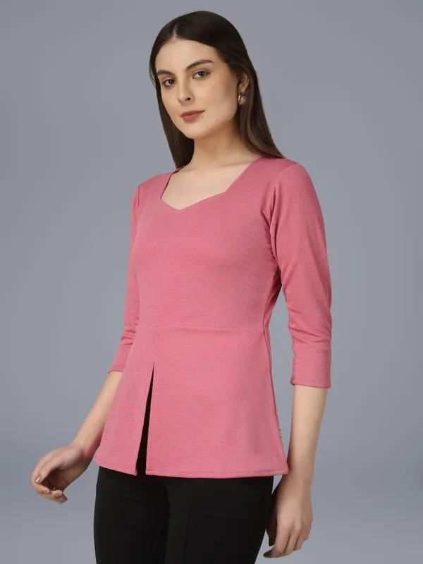 Plus_Size_Women_Top_Office_Pink