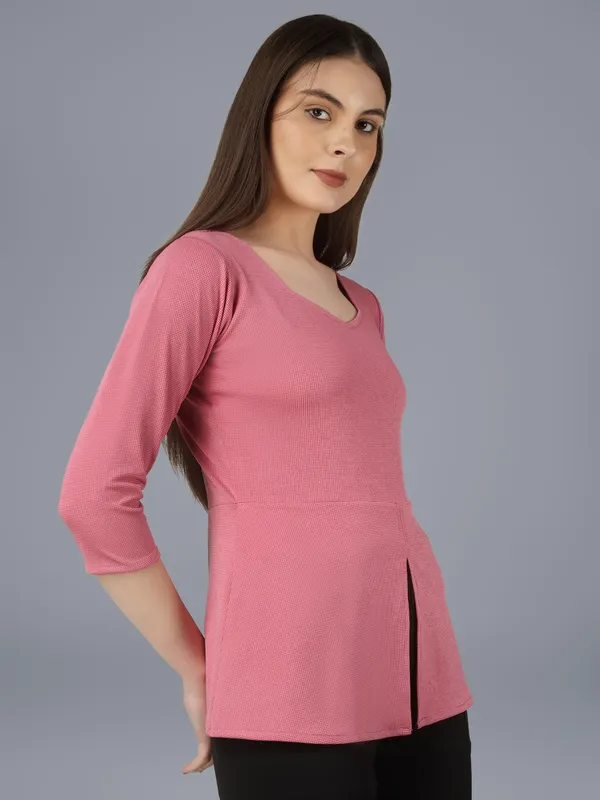 Plus_Size_Women_Top_Office_Pink