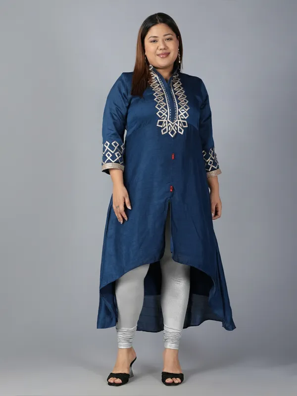 Silver_Solid_Plus_Size_Churidar_Ethnic_Wear_Shimmer_Legging_For_Women