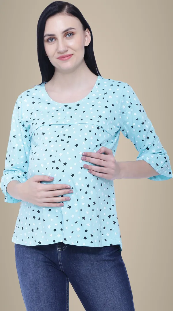 Blue_Cotton_Casual_Printed_Top_For_Women