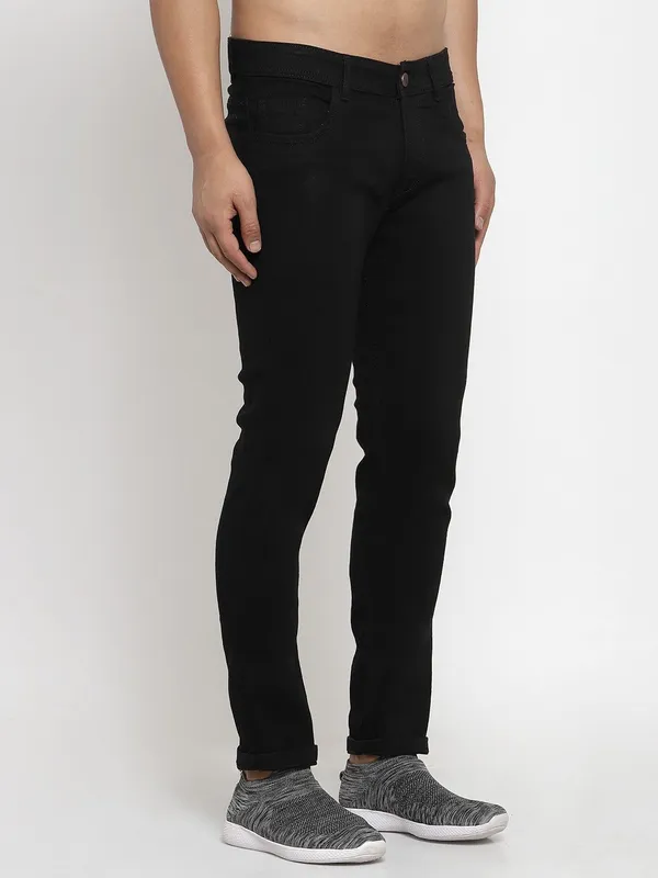 Black_Cotton_Blend_Slim_Low_Rise_Jeans_For_Men