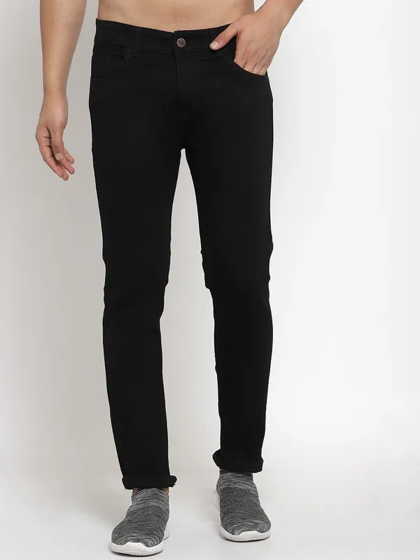 Black_Cotton_Blend_Slim_Low_Rise_Jeans_For_Men
