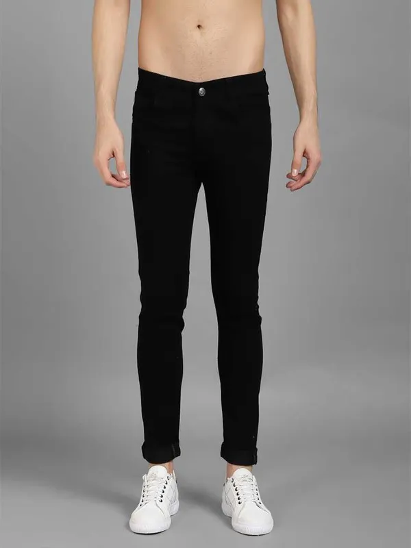 Black_Cotton_Blend_Slim_Low_Rise_Jeans_For_Men