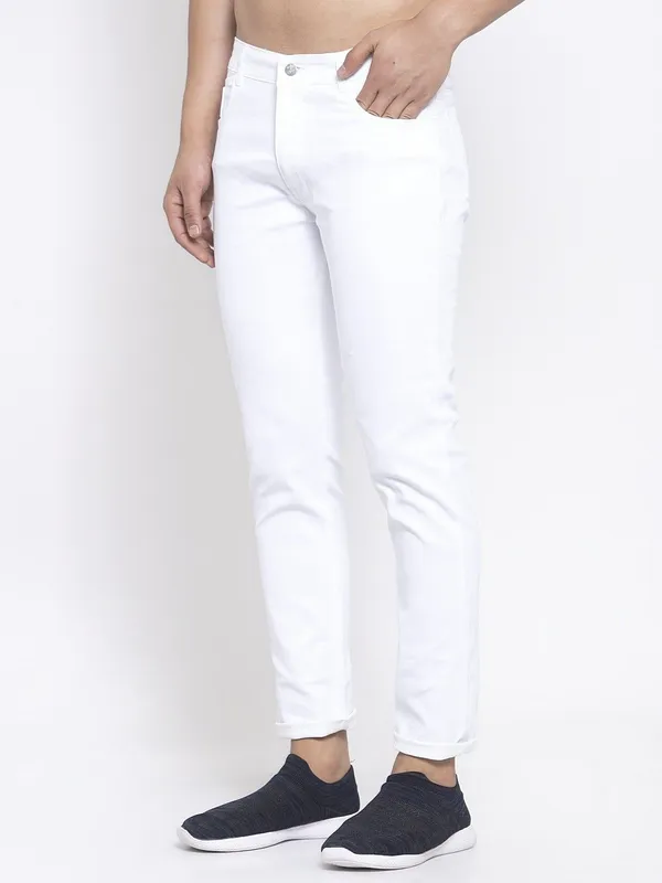 White_Cotton_Lycra_Blend_Slim_Mid_Rise_Jeans_For_Men