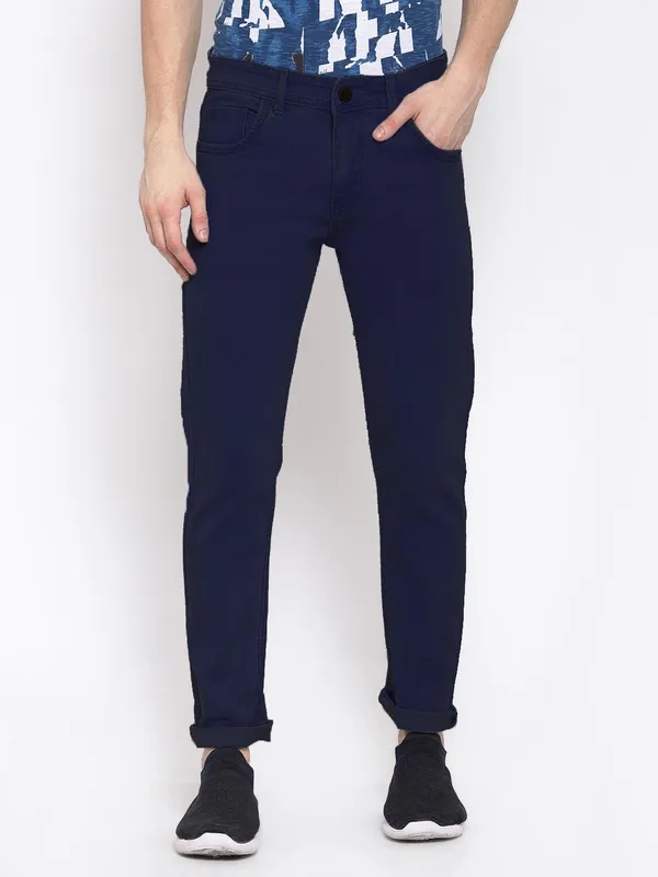 Dark_Blue_Cotton_Blend_Slim_Mid_Rise_Jeans_For_Men
