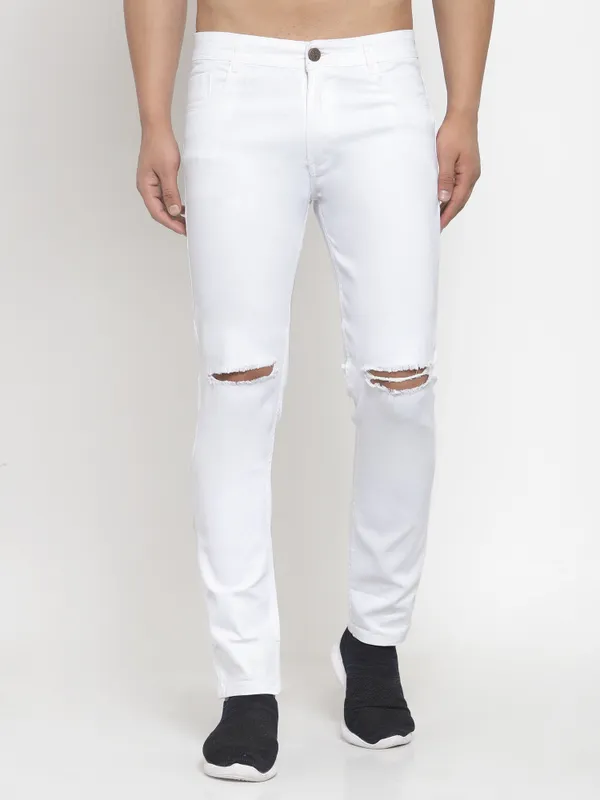 White_Cotton_Lycra_Blend_Slim_Mid_Rise_Jeans_For_Men