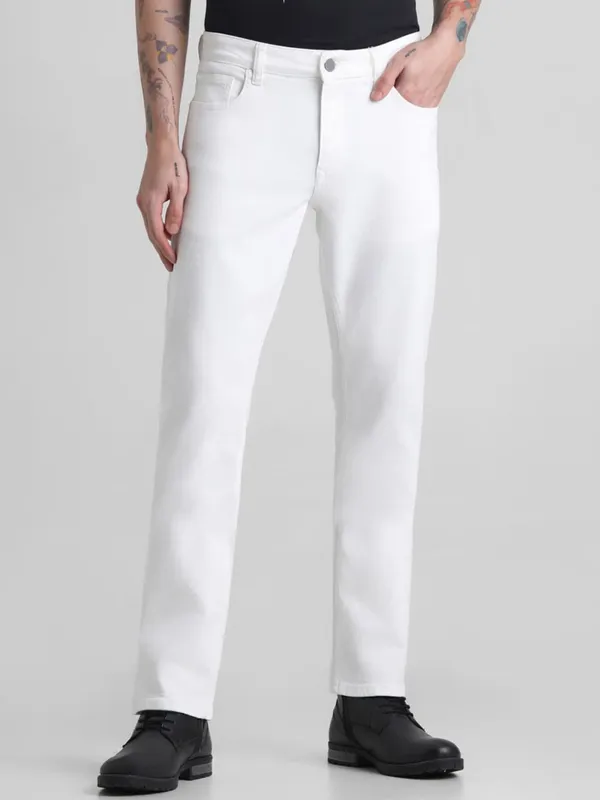 White_Cotton_Blend_Slim_Mid_Rise_Jeans_For_Men