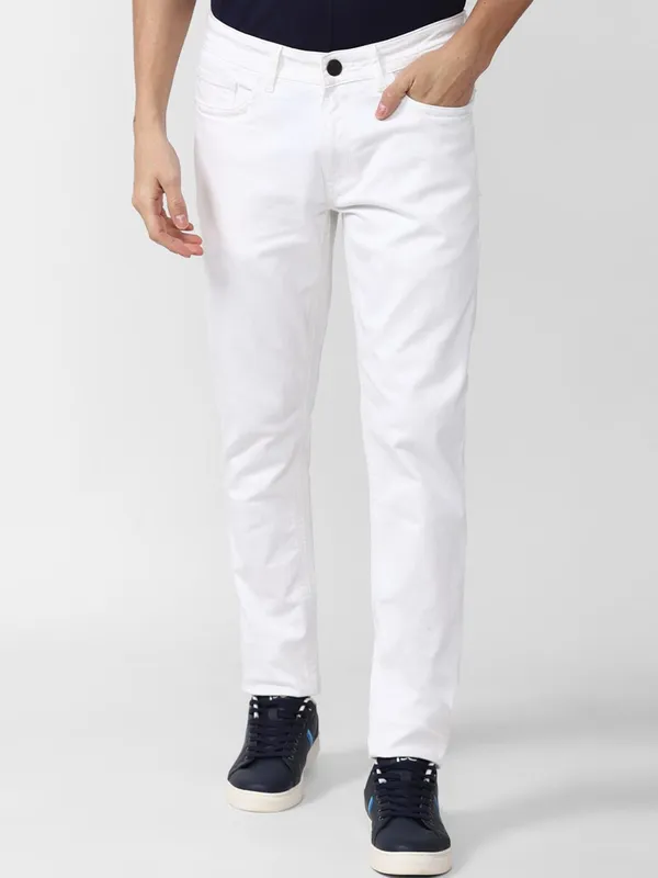 White_Mid_Rise_Cotton_Blend_Slim_Jeans_For_Men