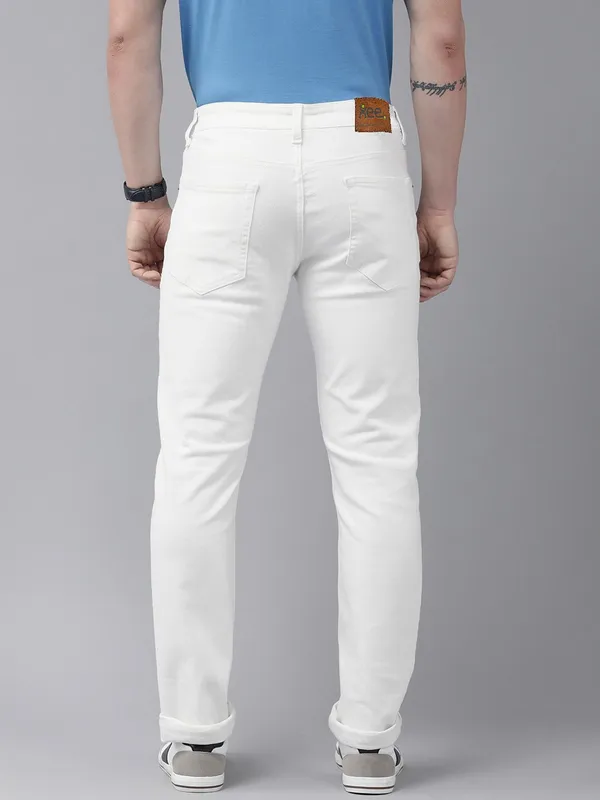 White_Mid_Rise_Cotton_Blend_Slim_Jeans_For_Men