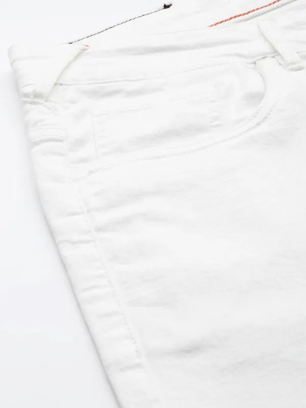 White_Mid_Rise_Cotton_Blend_Slim_Jeans_For_Men