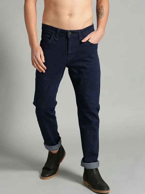 Dark_Blue_Cotton_Blend_Regular_Mid_Rise_Jeans_For_Men