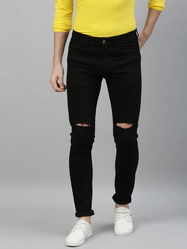 Black_Cotton_Blend_Jogger_Fit_Mid_Rise_Jeans_For_Men