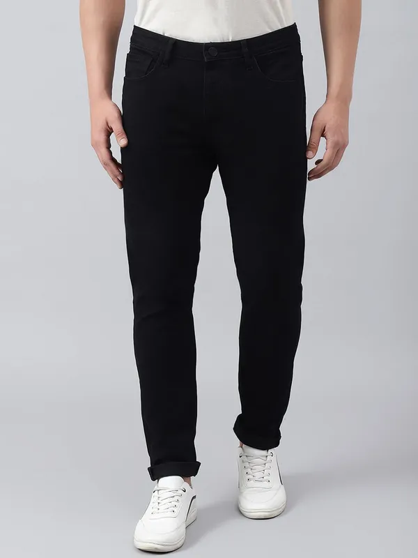 Black_Cotton_Blend_Jogger_Fit_Mid_Rise_Jeans_For_Men