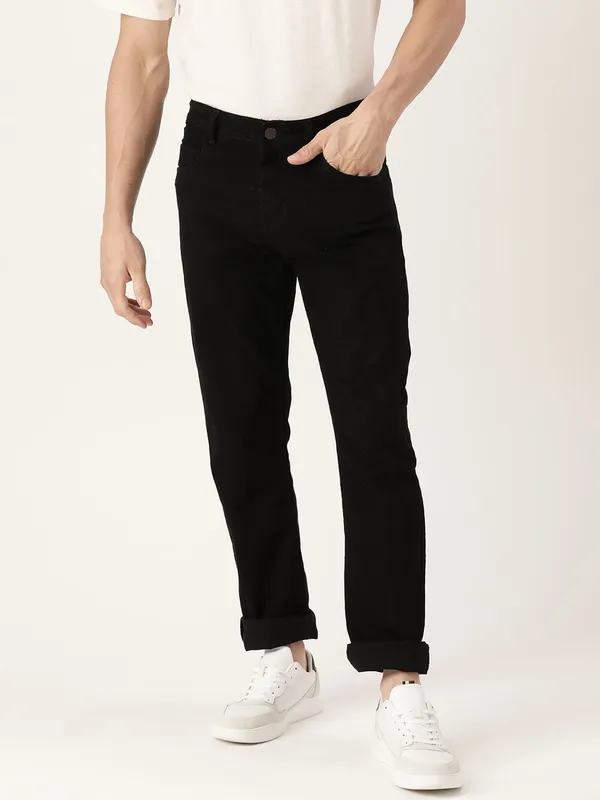 Black_Cotton_Blend_Jogger_Fit_Mid_Rise_Jeans_For_Men