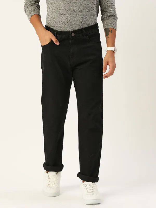 Black_Cotton_Blend_Jogger_Fit_Mid_Rise_Jeans_For_Men