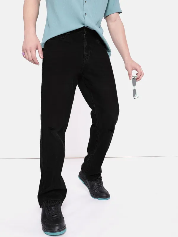 Black_Cotton_Blend_Jogger_Fit_Mid_Rise_Jeans_For_Men