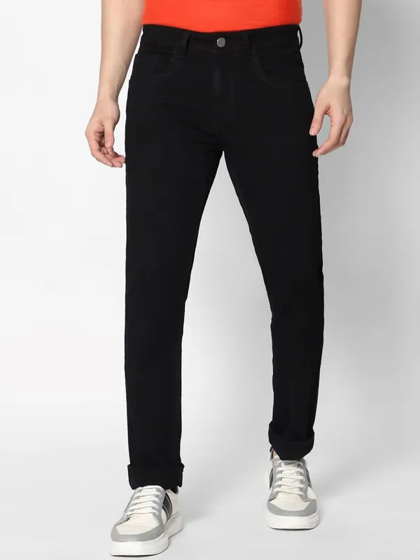 Black_Mid_Rise_Cotton_Blend_Jogger_Fit_Jeans_For_Men